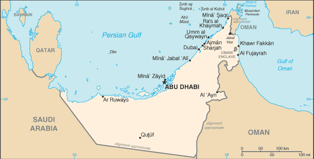 Map of United Arab Emirates, Dubai